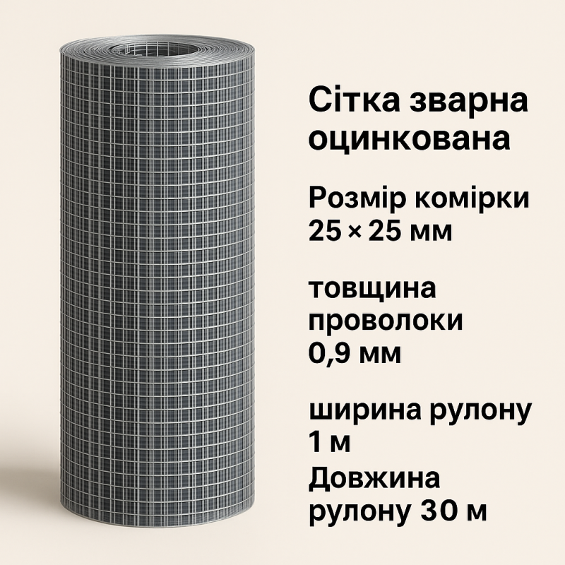 Зварна сітка оцинкована 25*25*0.9 Зварна сітка оцинкована 25*25*0.9